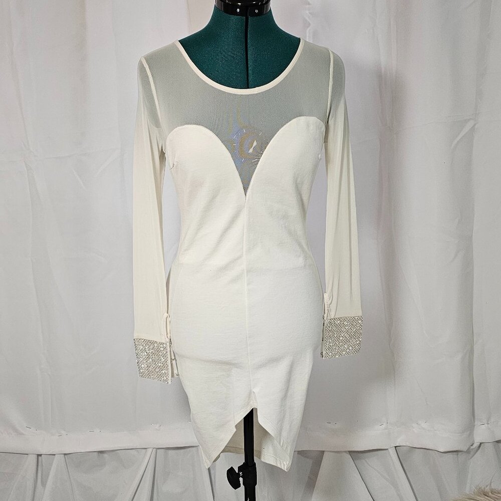 Lac Bleau Made in USA Embellished White Dress – Size L